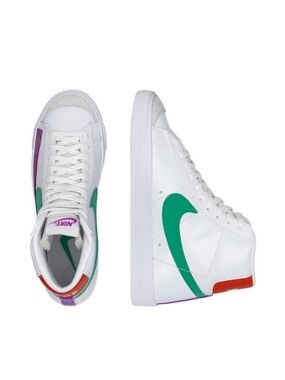 Nike Women’s White High-Top Sneakers with Green Swoosh